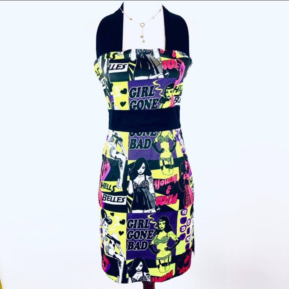 Too Fast Cirque Couture pinup style halter dress S